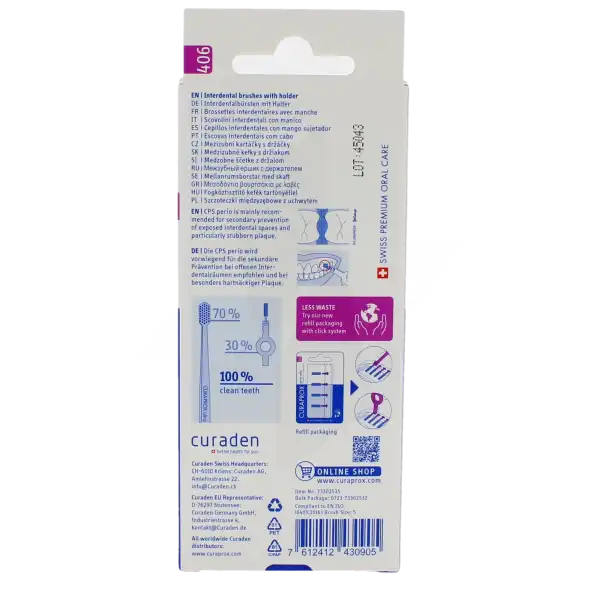 Curaprox Perio Start 406 - 5 Brossettes Interdentaires Avec Manche