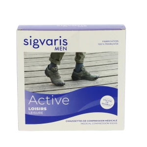 Sigvaris Active Loisirs Chaussette Classe 2 Homme Gris Anthracite Long L