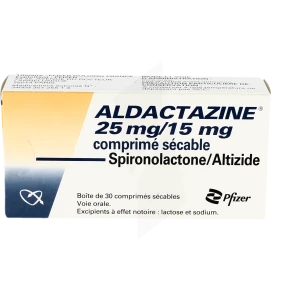 Aldactazine 25 Mg/15 Mg, Comprimé Sécable