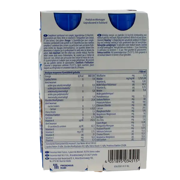 Fresubin 2 Kcal Fibre Drink Nutriment Cappuccino 4bouteilles/200ml