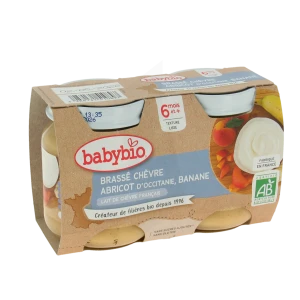 Babybio Alimentation Infantile Brassé Lait De Chèvre Abricot Banane 2pots/130g
