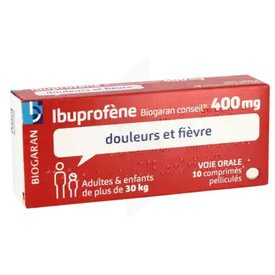 Ibuprofene Biogaran Conseil 400 Mg, Comprimé Pelliculé à YZEURE