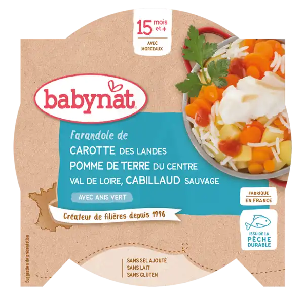 Babybio Alimentation Infantile Carotte Pomme De Terre Cabillaud Assiette/260g