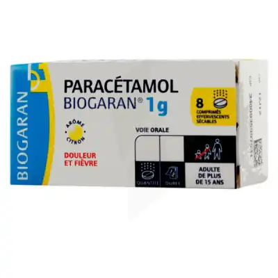 Paracetamol Biogaran 1 G, Comprimé Effervescent Sécable à LA-RIVIERE-DE-CORPS