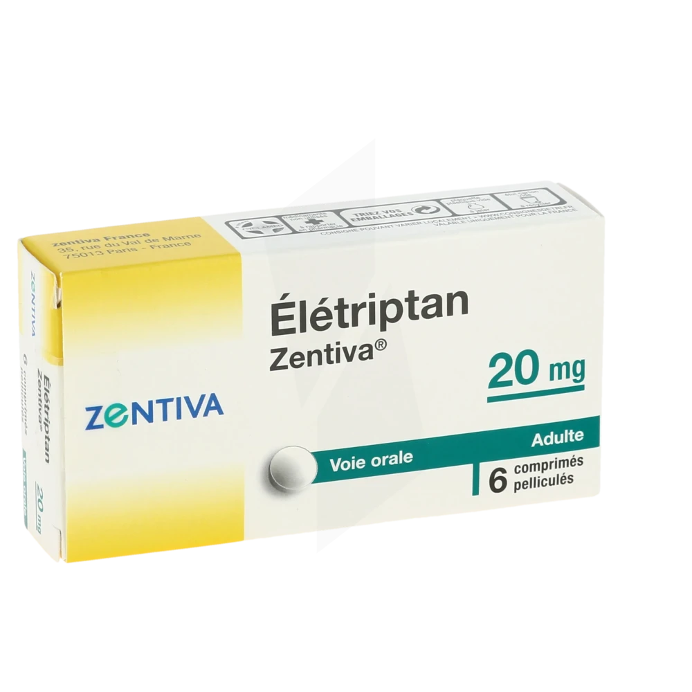 Eletriptan Zentiva 20 Mg, Comprimé Pelliculé