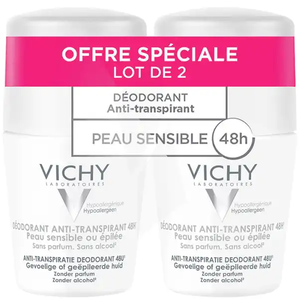 Vichy Déodorant Anti-transpirant 48h Peau Sensible 2roll-on/50ml