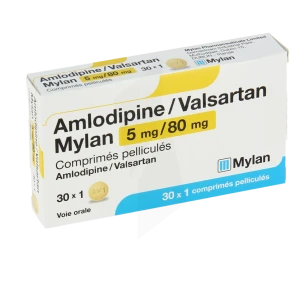 Amlodipine/valsartan Mylan 5 Mg/80 Mg, Comprimé Pelliculé