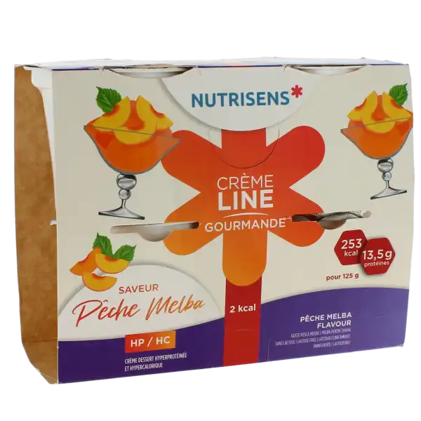 Nutrisens Cremeline Gourmande 2kcal Nutriment Pêche Melba 4cups/125g