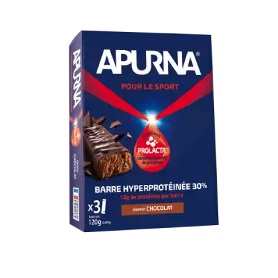 Apurna Barre Hyperprotéinée Chocolat 3/40g à VIC-FEZENSAC