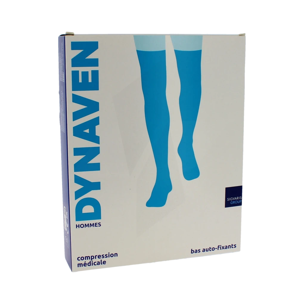 Sigvaris Dynaven Semi-opaque Fin Bas Auto-fixants Pied Ouvert Classe 2 Homme Noir Normal M