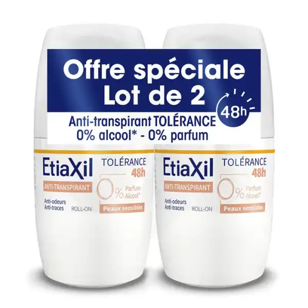 Etiaxil Antitranspirant Tolérance Déodorant 48h 2roll-on/50ml