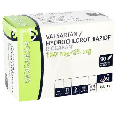 Valsartan Hydrochlorothiazide Biogaran 160 Mg/25 Mg, Comprimé Pelliculé à Nice