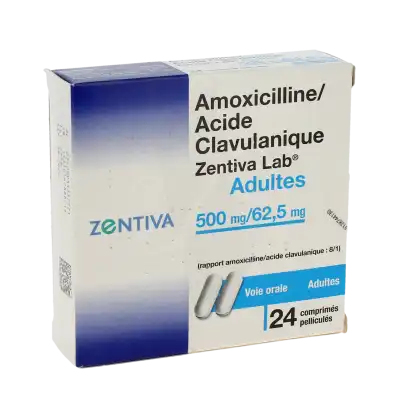 Amoxicilline/acide Clavulanique Zentiva Lab 500 Mg/62,50 Mg Adultes, Comprimé Pelliculé (rapport Amoxicilline/acide Clavulanique : 8/1) à CHAMPAGNOLE