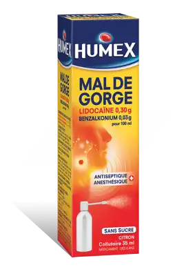 Humex Mal De Gorge Lidocaine/benzalkonium 0,30 G/0,03 G Pour 100 Ml, Collutoire, Flacon Pressurisé à Eysines