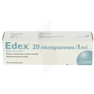Edex 20 Microgrammes/1 Ml, Poudre Et Solvant Pour Solution Injectable (voie Intracaverneuse) En Cartouche Bicompartiment