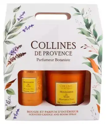 Collines De Provence Coffret Parfum D'intérieur Duo Mandarine & Yuzu 100 Ml + Bougie Duo 180 G à SAINT-MARCEL