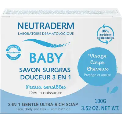 Neutraderm Baby Savon Surgras Douceur 3 En 1 B/100g à GUJAN-MESTRAS