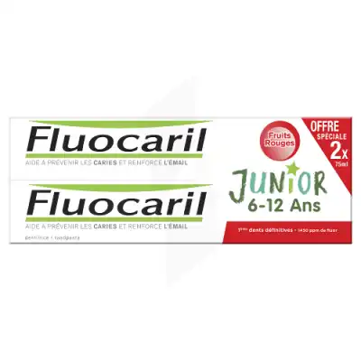 Fluocaril Junior Gel Dentifrice Fruits Rouges 6/12ans 2*75ml à Saint-Maximin