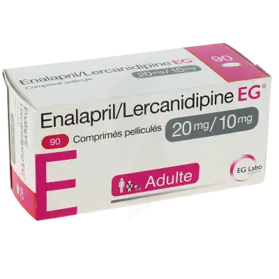 ENALAPRIL/LERCANIDIPINE EG 20 mg/10 mg, comprimé pelliculé