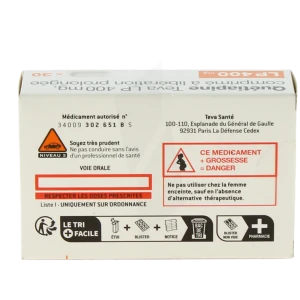 Quetiapine Teva Lp 400 Mg, Comprimé à Libération Prolongée