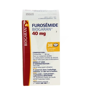 Furosemide Biogaran 40 Mg, Comprimé Sécable