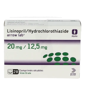 Lisinopril/hydrochlorothiazide Arrow Lab 20 Mg/12,5 Mg, Comprimé Sécable