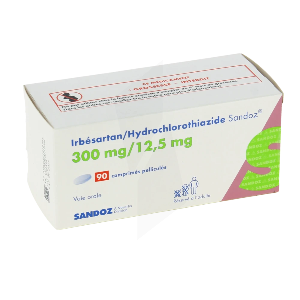 Irbesartan/hydrochlorothiazide Sandoz 300 Mg/12,5 Mg, Comprimé Pelliculé