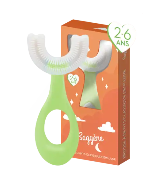 Sagyène Brosse à Dents Demi-lune 2-6 Ans Orange/vert