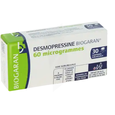 Desmopressine Biogaran 60 µg Cpr Subl Plq/30 à  JOUÉ-LÈS-TOURS