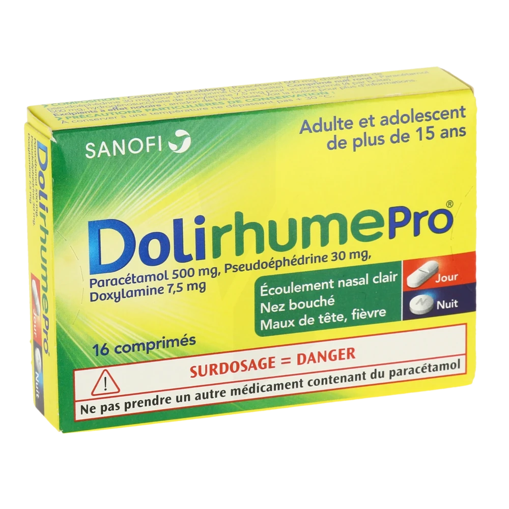 Dolirhumepro Paracetamol, Pseudoephedrine Et Doxylamine, Comprimé