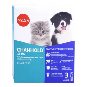 Chanhold 30 Mg Solution Pour Spot-on Chien De 2,6 À 5kg 3pipette/0,75ml