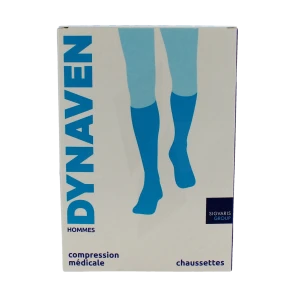 Sigvaris Dynaven Semi-opaque Fin Chaussette Classe 2 Homme Noir Long M