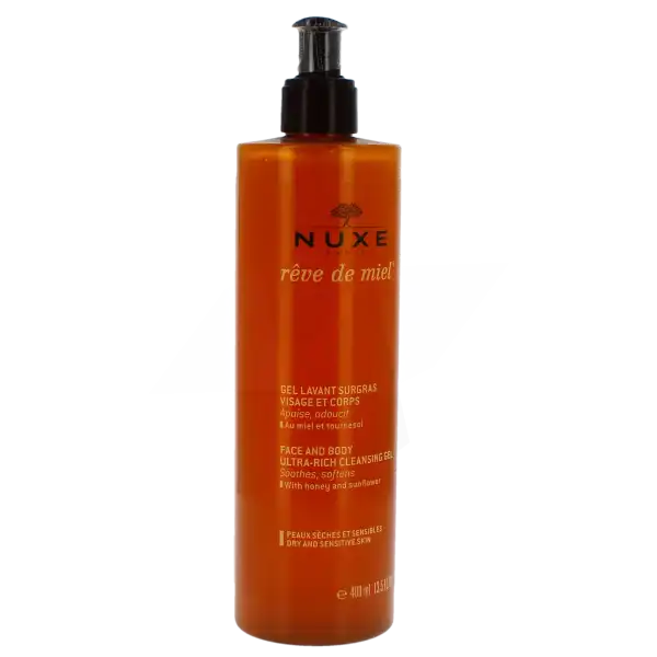 Nuxe Rêve De Miel Gel Lavant Surgras Visage Corps Flacon Pompe De 400 Ml