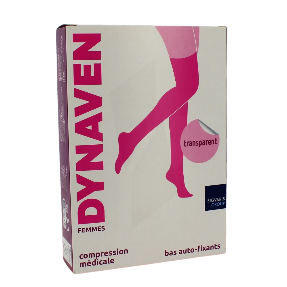 Sigvaris Dynaven Transparent Bas Auto-fixants Morpho- Classe 2 Femme Noir Normal L