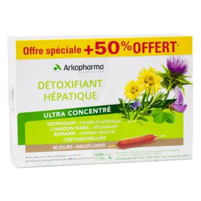 Arkofluide Détoxifiant Hépatique Bio 20 Ampoules + 50% Offert à VILLENAVE D'ORNON