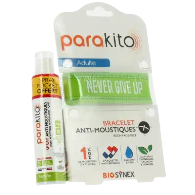 Parakito Bracelet Anti-moustique Adulte Good Vibes Vert +spray Offert 30ml à Noisy-le-Roi