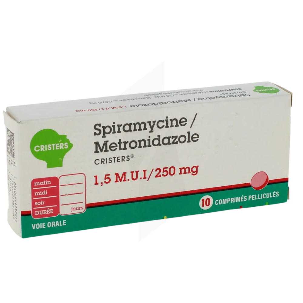 Spiramycine/metronidazole Cristers 1,5 M Ui/250 Mg, Comprimé Pelliculé