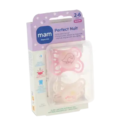 Mam Perfect Sucette Anatomique Silicone 2-6mois Nuit B/2 à Fontaines-Saint-Martin