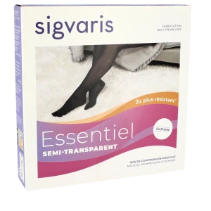 Sigvaris Essentiel Semi-transparent Bas Auto-fixants  Femme Classe 2 Noir Small Normal