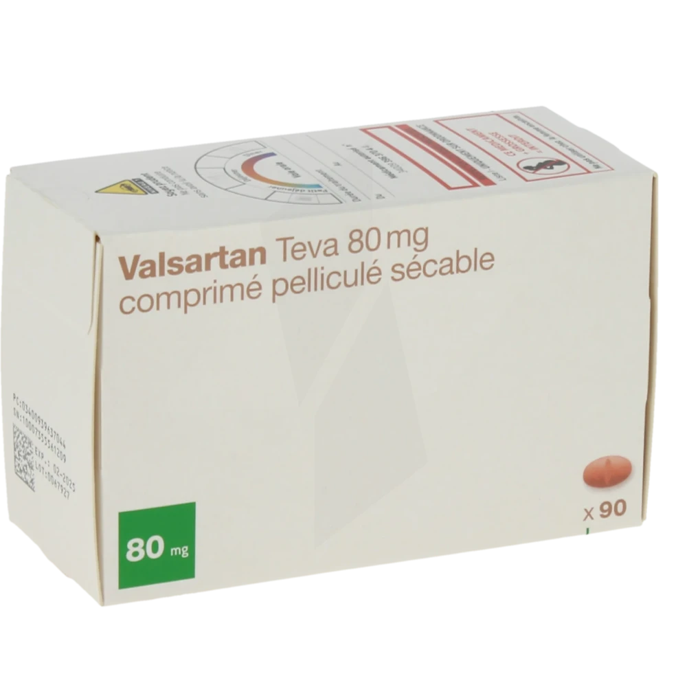 Valsartan Teva 80 Mg, Comprimé Pelliculé Sécable