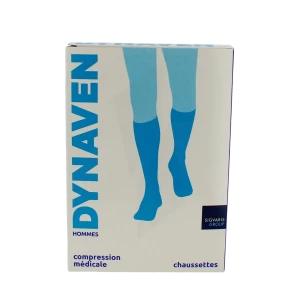 Sigvaris Dynaven Semi-opaque Fin Chaussette Classe 2 Homme Marine Long L