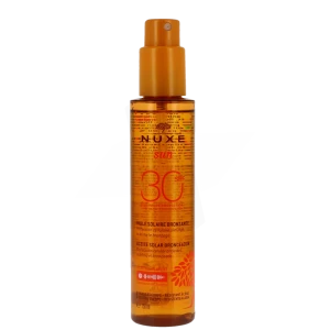 Nuxe Sun Huile Bronzante Spf30 Visage Et Corps Flacon Pompe De 150 Ml