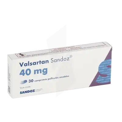 VALSARTAN SANDOZ 40 mg, comprimé pelliculé sécable