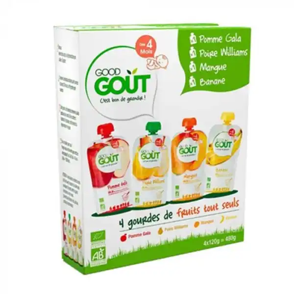 Good Goût Alimentation Infantile Variety Fruits 4 Gourdes/120g