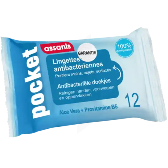 Assanis Pocket Lingette Antibactérienne Mains Paquet/12