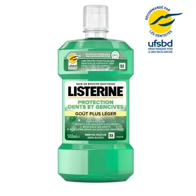Listerine Protection Dents Gencives Bain De Bouche Goût Plus Léger Fl/500ml