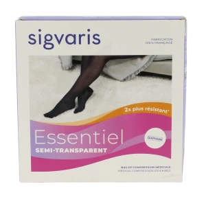 Sigvaris Essentiel Semi-transparent Bas Auto-fixants  Femme Classe 2 Noir Large Normal