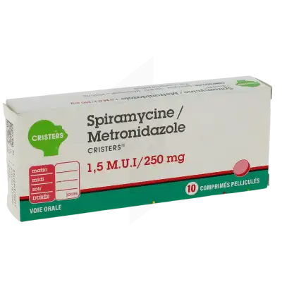 SPIRAMYCINE/METRONIDAZOLE CRISTERS 1,5 M UI/250 mg, comprimé pelliculé