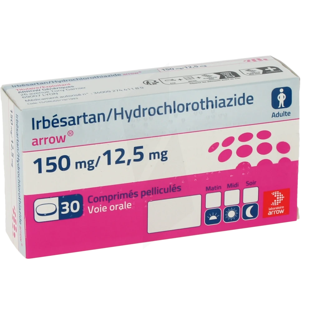 Irbesartan/hydrochlorothiazide Arrow 150 Mg/12,5 Mg, Comprimé Pelliculé