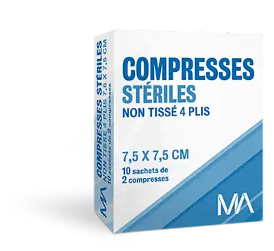 MA Compresses Stériles Non Tissé 7,5x7,5 Boîte de 10x2
